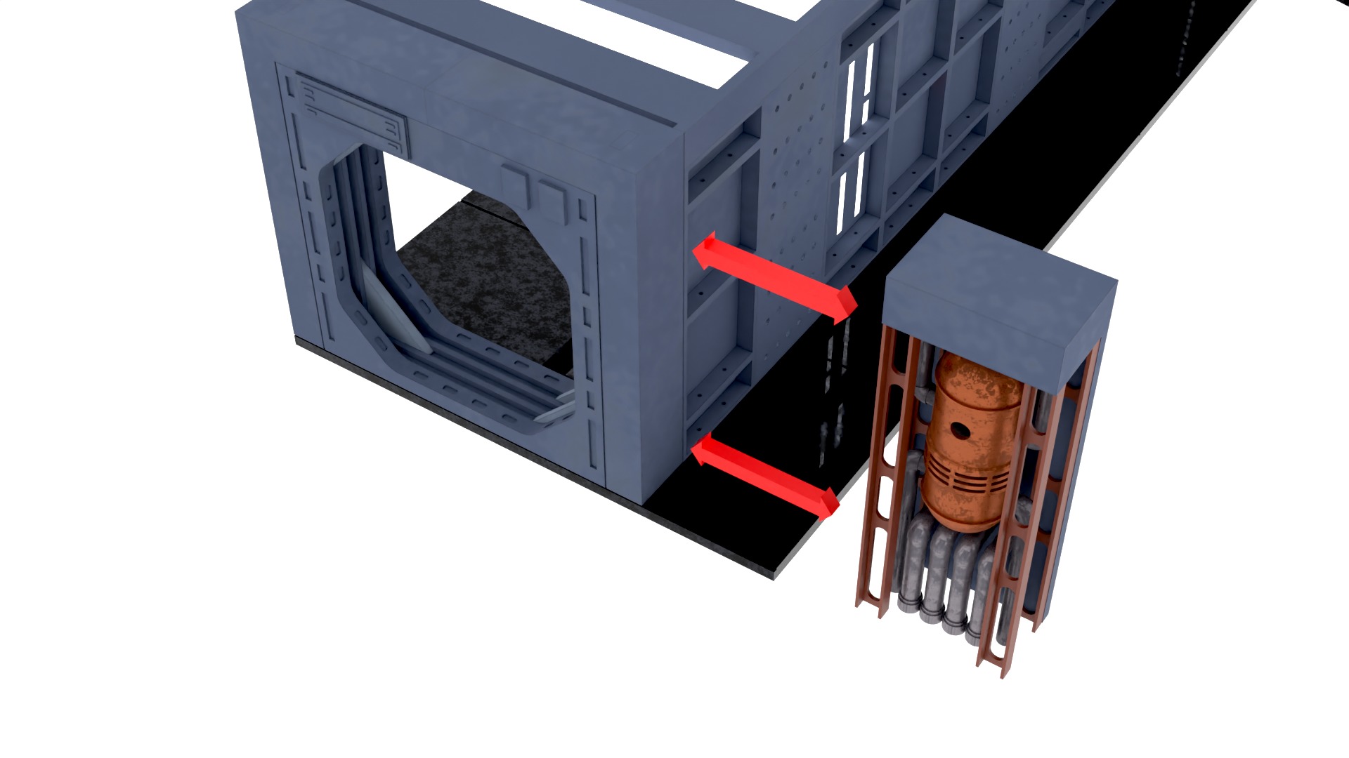 Set 7b - Death Star Hallway 2 1-6 scale Hottoys 3D Model Collection_25