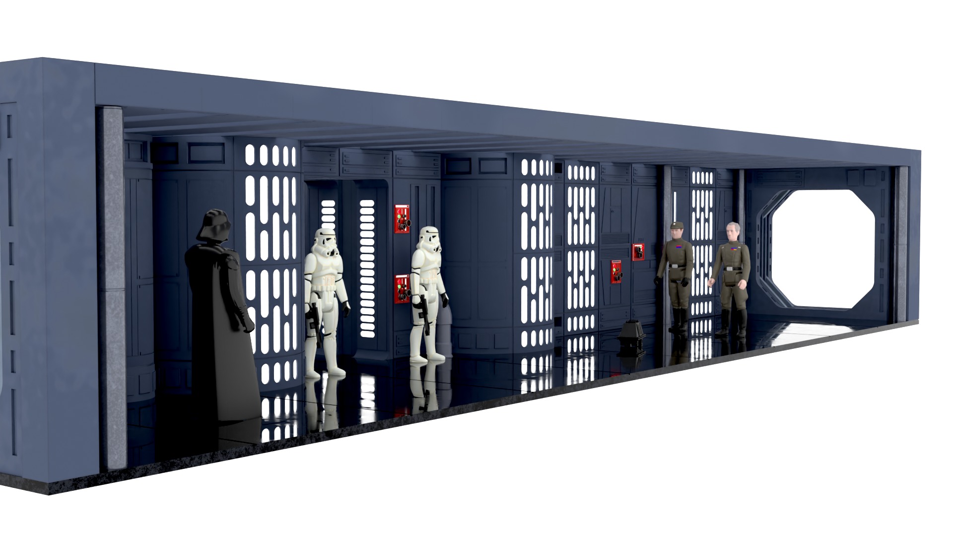 Set 7b - Death Star Hallway 2 1-6 scale Hottoys 3D Model Collection_10