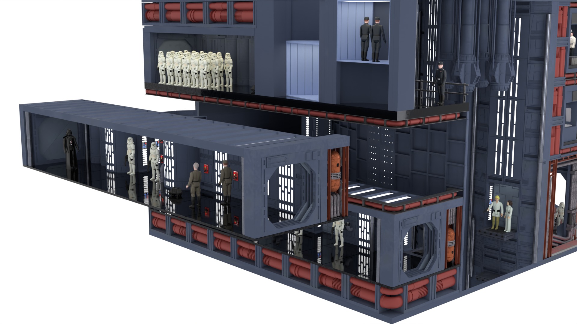 Set 7b - Death Star Hallway 2 1-18 scale Kenner Hasbro 3D Model Collection_12