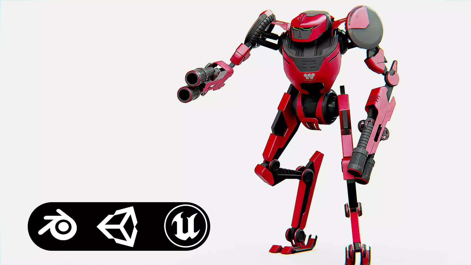 MILITARY DROID ELOSH Rigged for Unreal Engine - Unity - MIXAMO 3D model_0