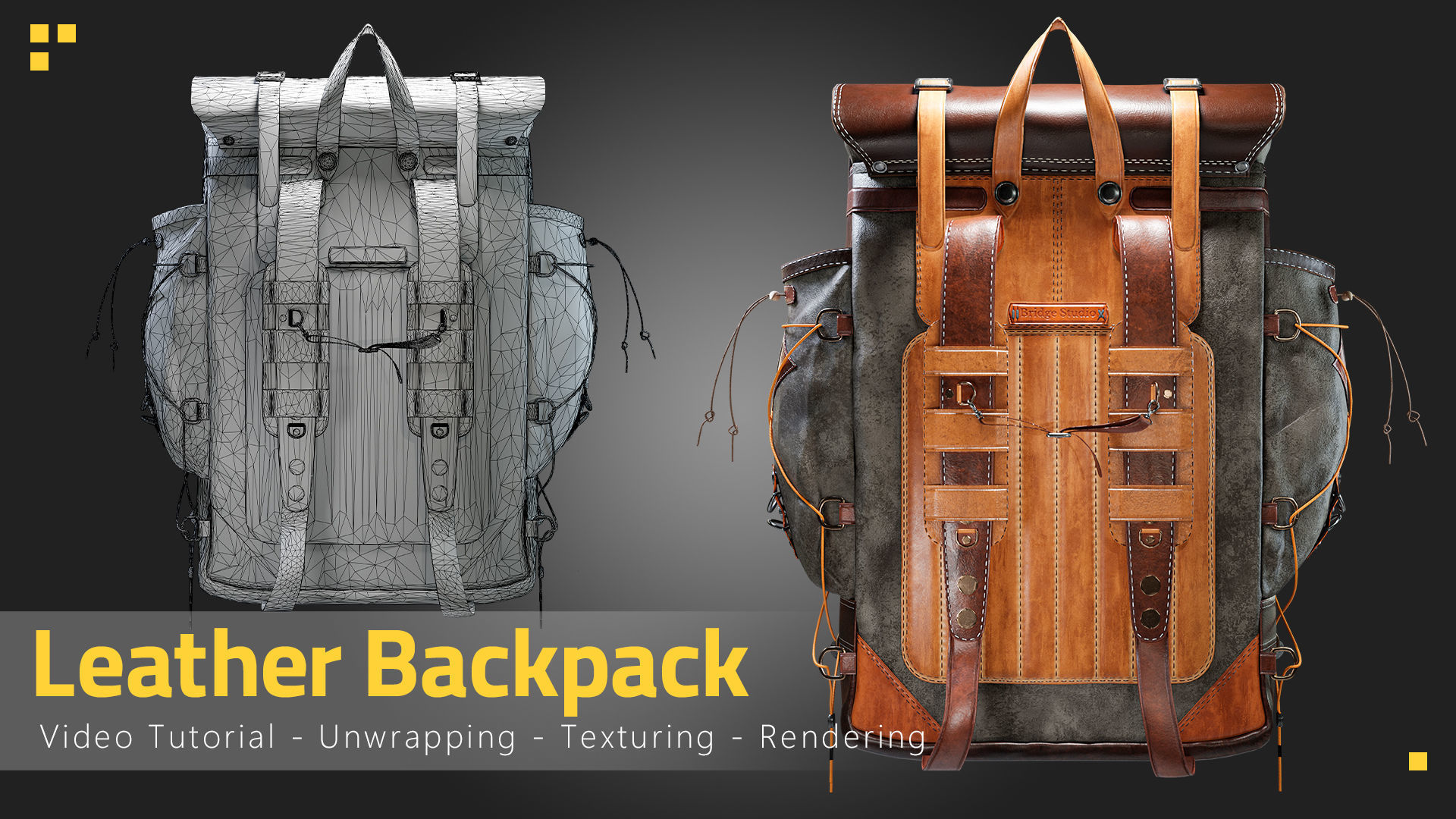 Leather Backpack Low-poly 3D model_5