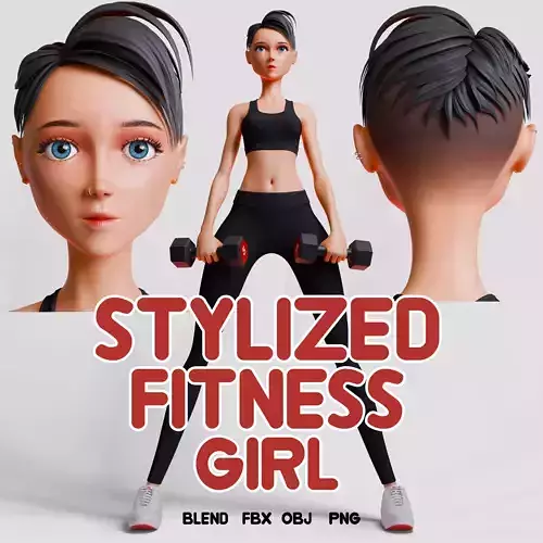 Stylized Fitness Girl 3D model