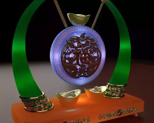  Chinese gold Ingot with fu and dragon carving pattern   