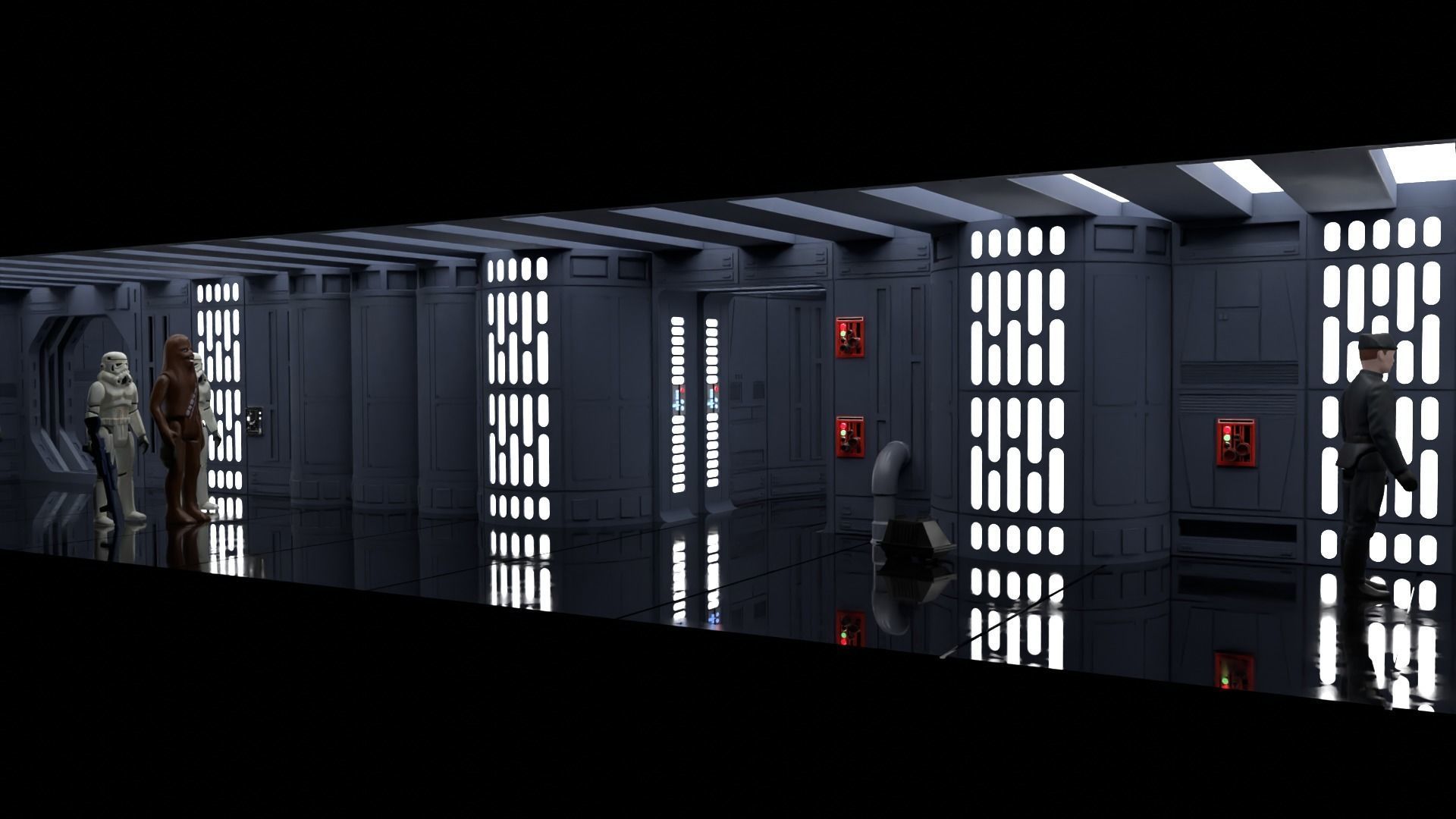 Set 7 - Death Star Hallway 1-6 scale Hottoys 3D Model Collection_22