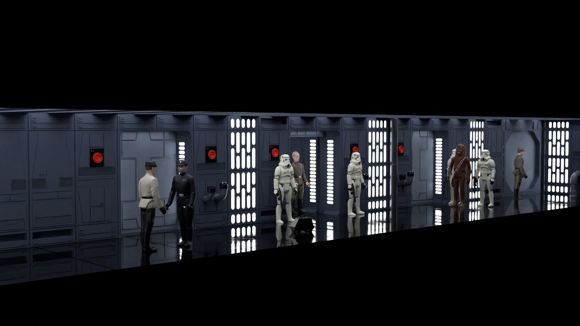 Set 7 - Death Star Hallway 1-6 scale Hottoys 3D Model Collection_21