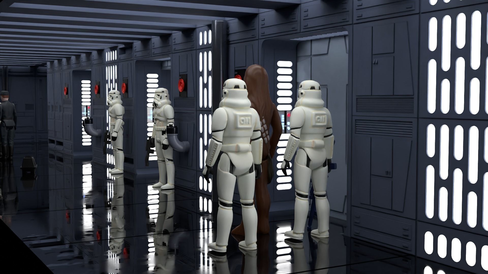 Set 7 - Death Star Hallway 1-6 scale Hottoys 3D Model Collection_29