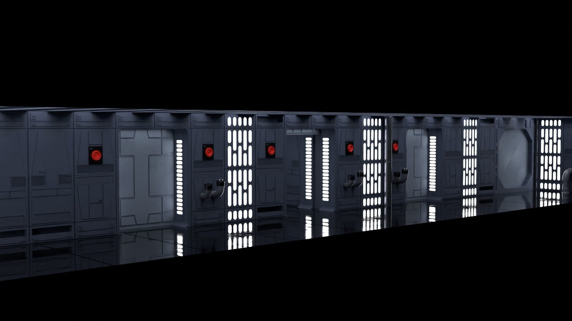 Set 7 - Death Star Hallway 1-6 scale Hottoys 3D Model Collection_6