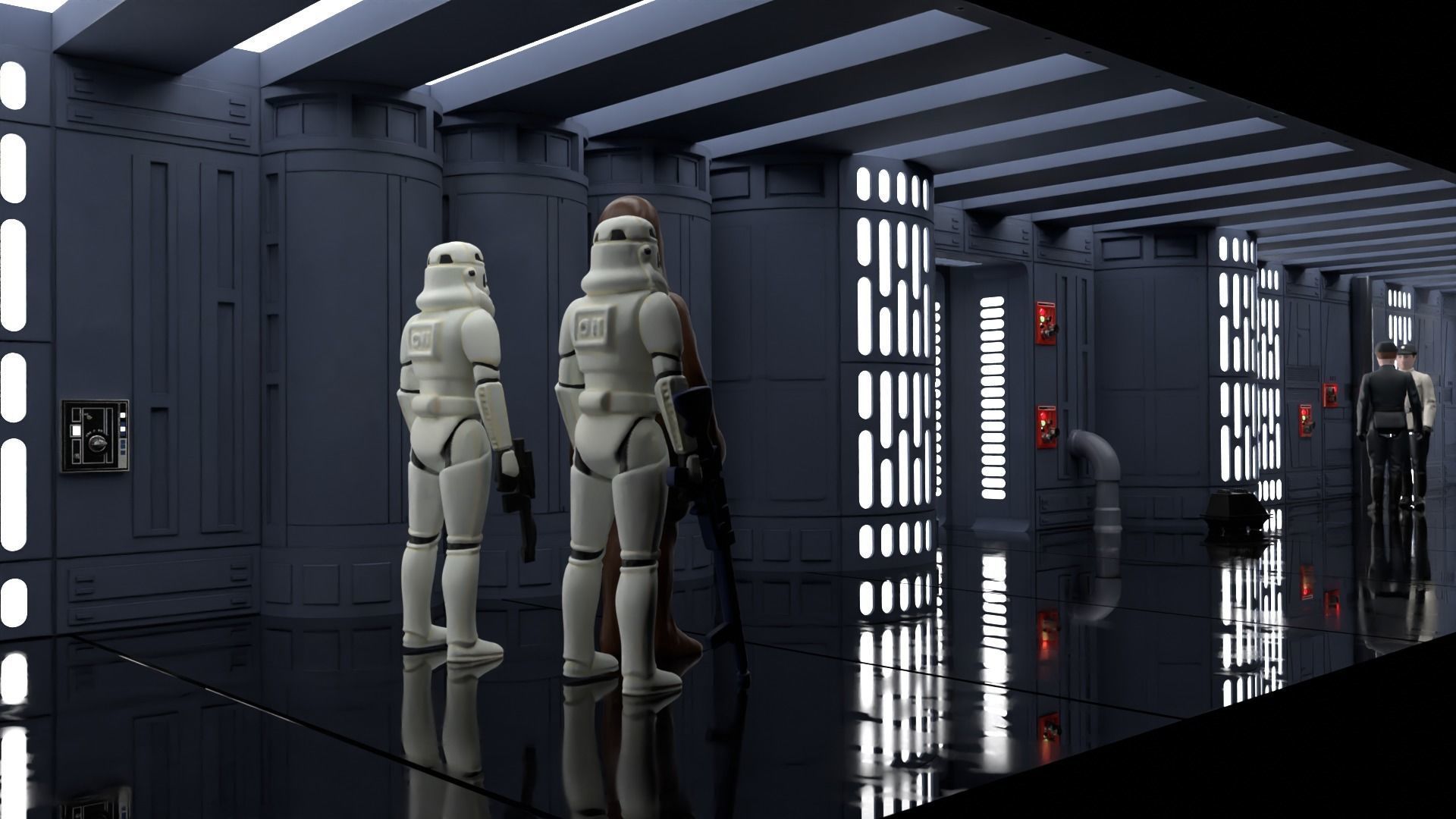 Set 7 - Death Star Hallway 1-6 scale Hottoys 3D Model Collection_27