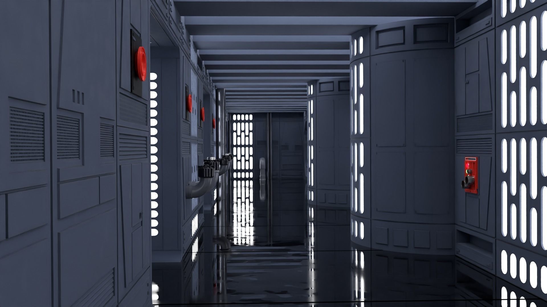 Set 7 - Death Star Hallway 1-12 scale Blackseries 3D Model Collection_15