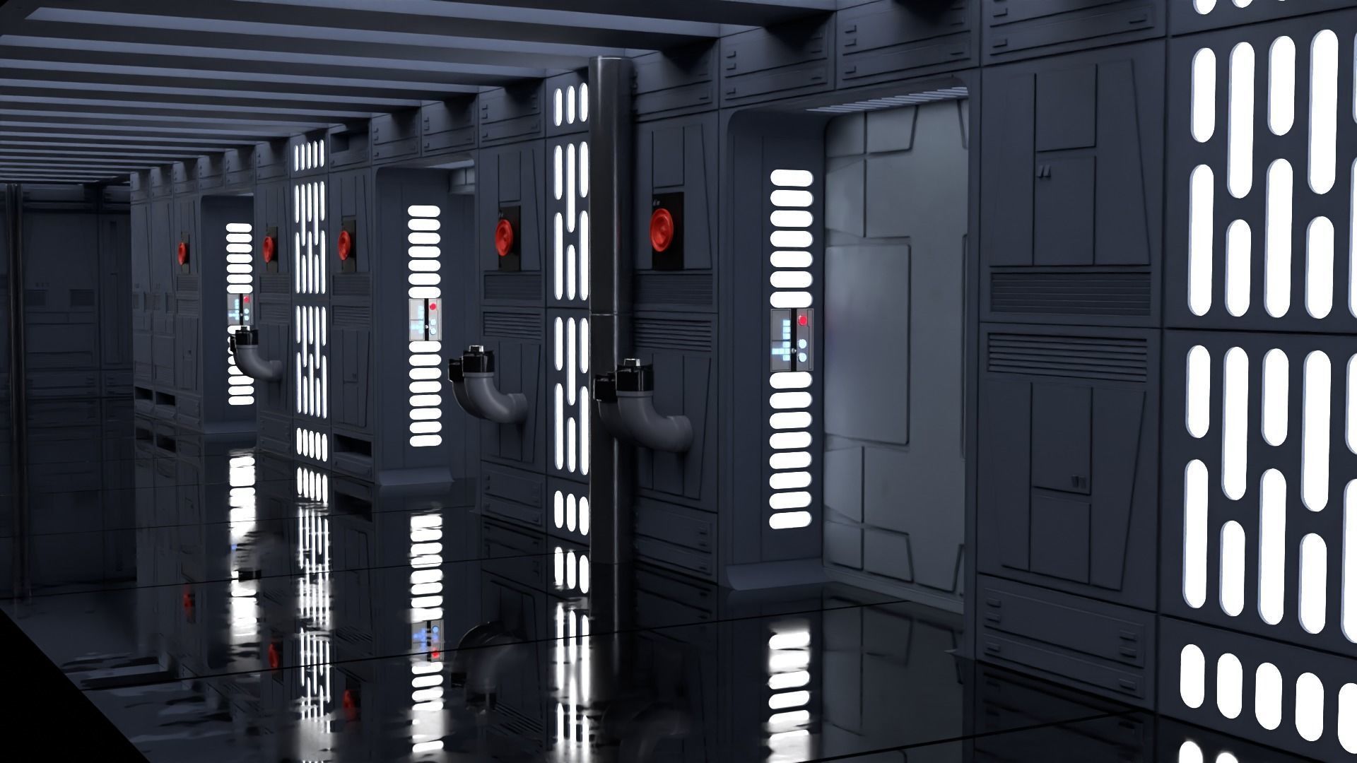 Set 7 - Death Star Hallway 1-12 scale Blackseries 3D Model Collection_8