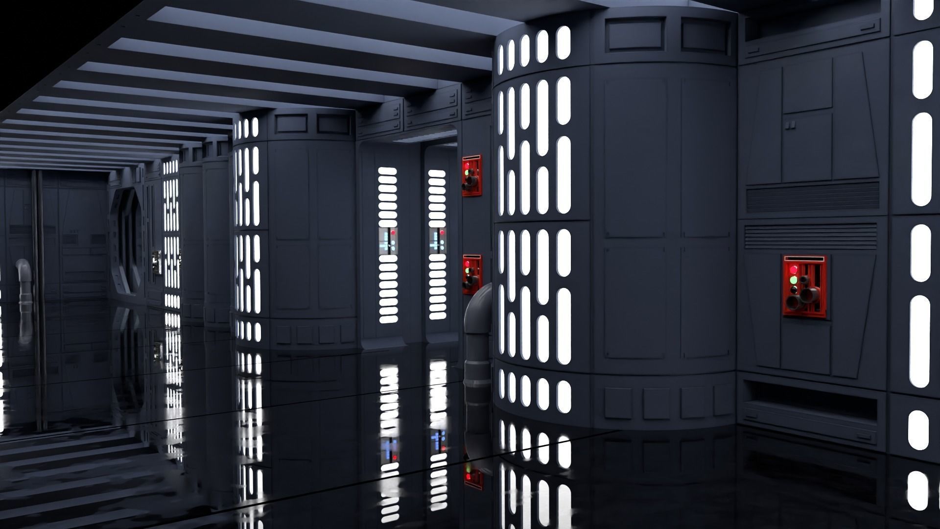 Set 7 - Death Star Hallway 1-12 scale Blackseries 3D Model Collection_14