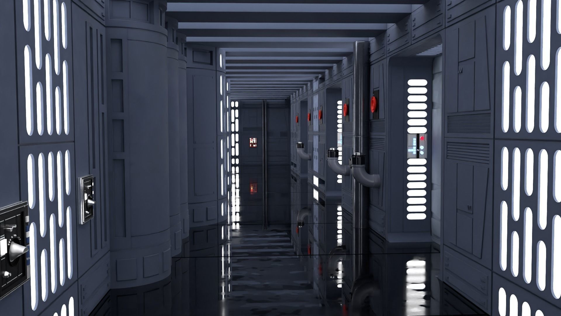 Set 7 - Death Star Hallway 1-12 scale Blackseries 3D Model Collection_13