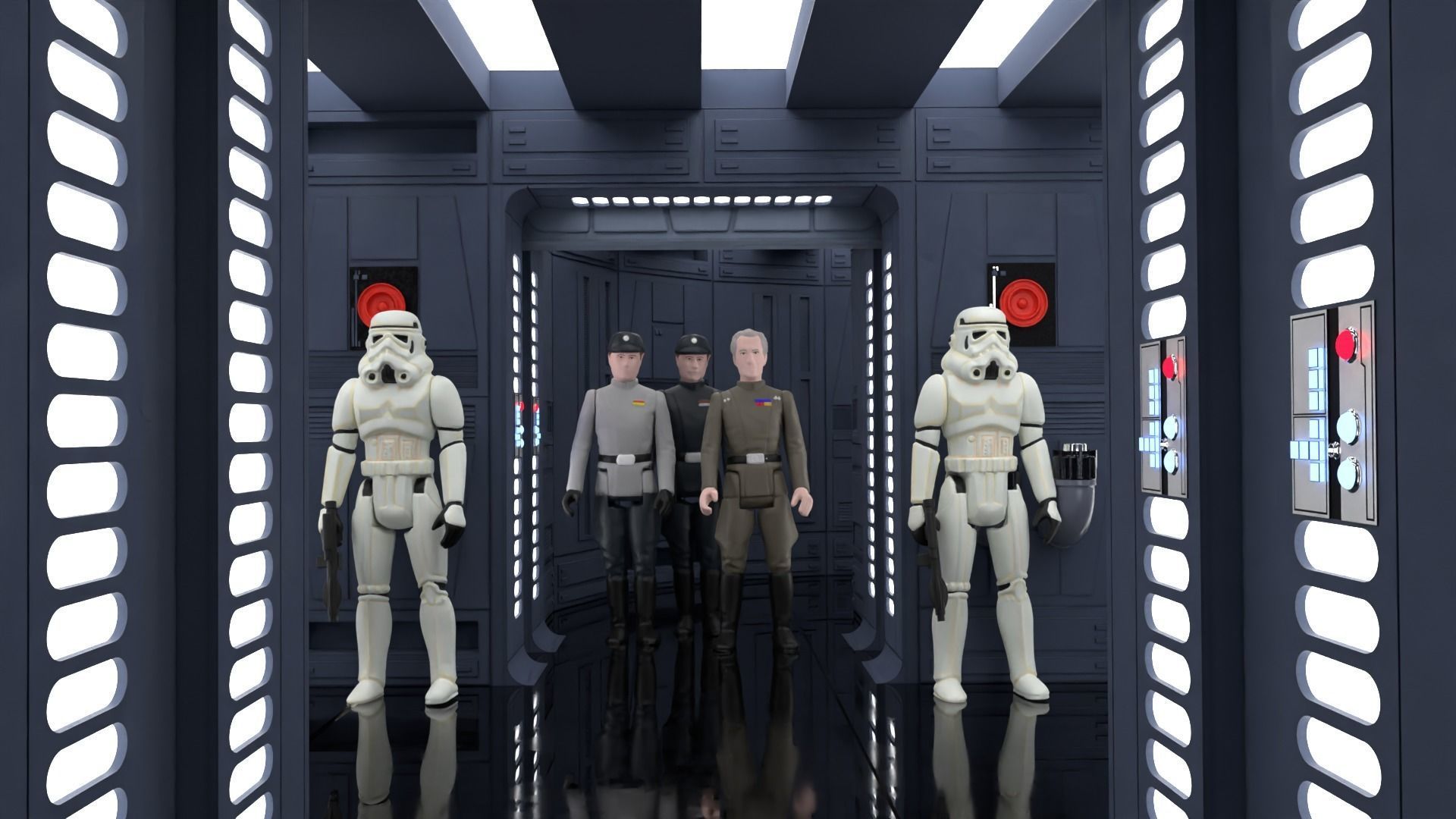 Set 7 - Death Star Hallway 1-12 scale Blackseries 3D Model Collection_29