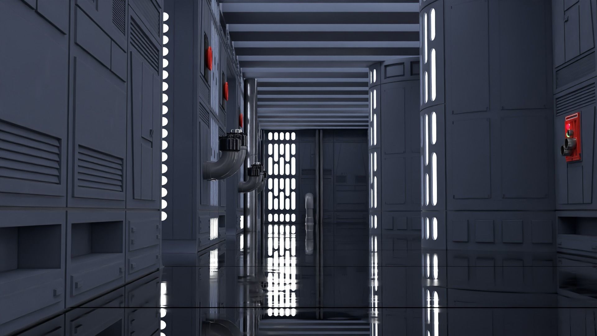 Set 7 - Death Star Hallway 1-12 scale Blackseries 3D Model Collection_10