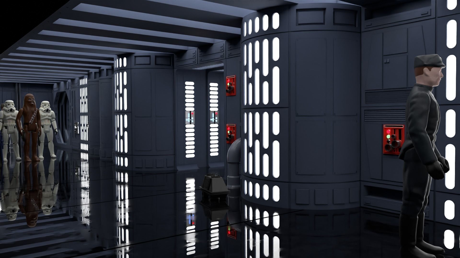 Set 7 - Death Star Hallway 1-18 scale Hasbro Kenner 3D Model Collection_20