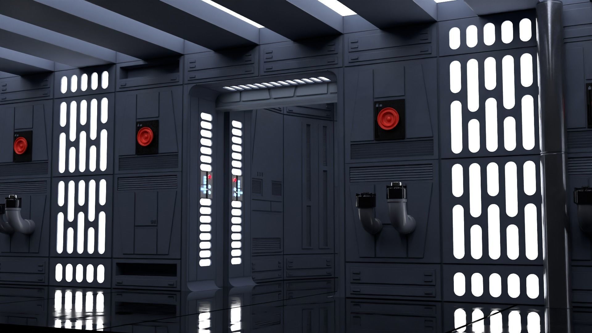 Set 7 - Death Star Hallway 1-18 scale Hasbro Kenner 3D Model Collection_22