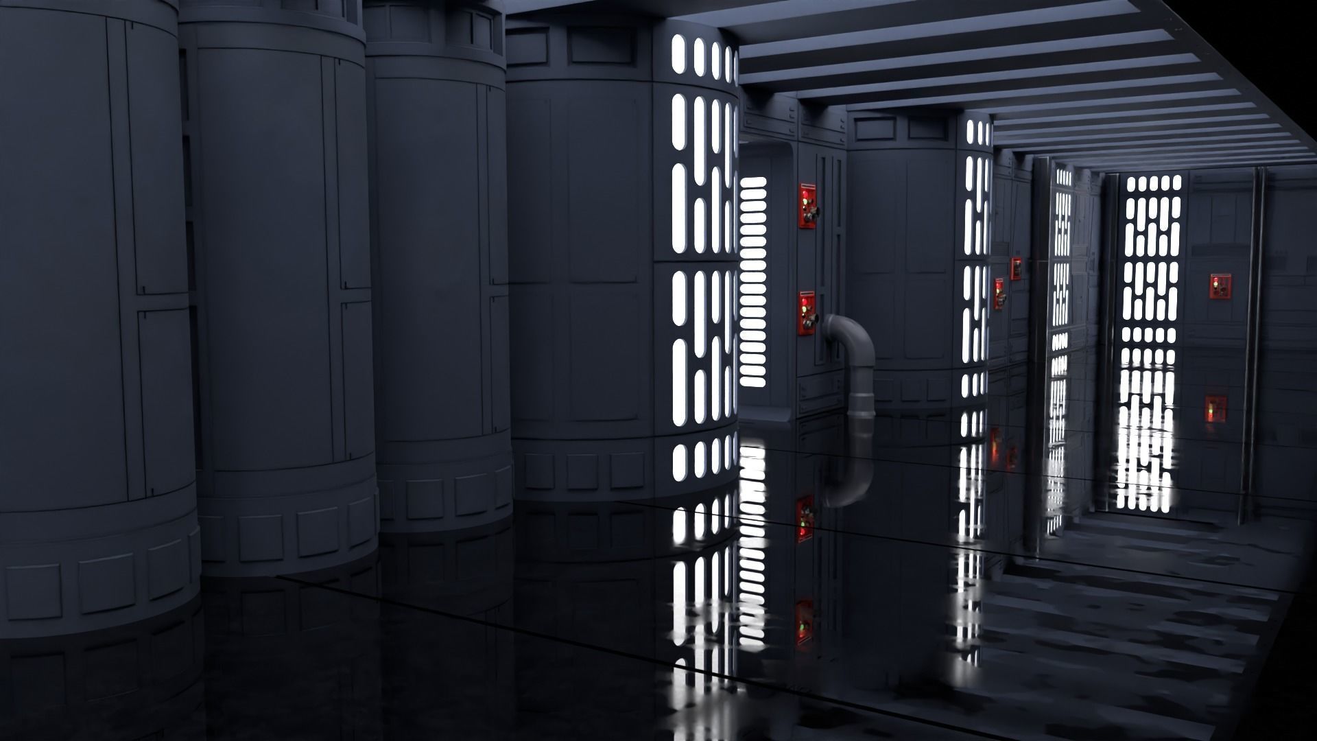 Set 7 - Death Star Hallway 1-18 scale Hasbro Kenner 3D Model Collection_36