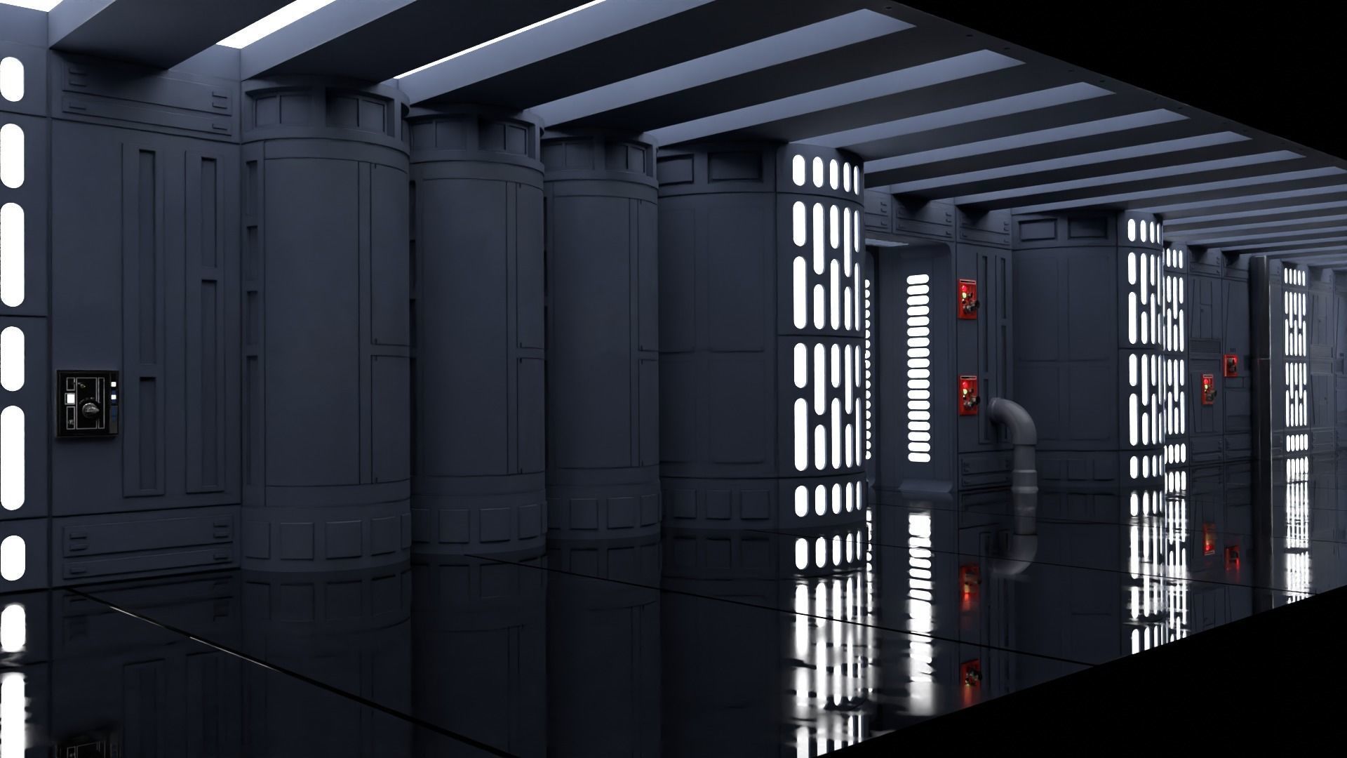 Set 7 - Death Star Hallway 1-18 scale Hasbro Kenner 3D Model Collection_6