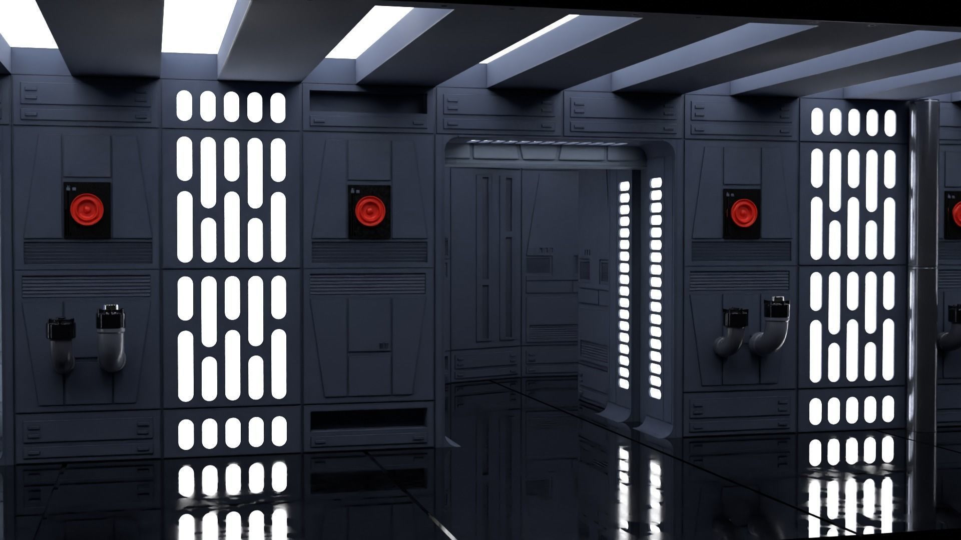 Set 7 - Death Star Hallway 1-18 scale Hasbro Kenner 3D Model Collection_10