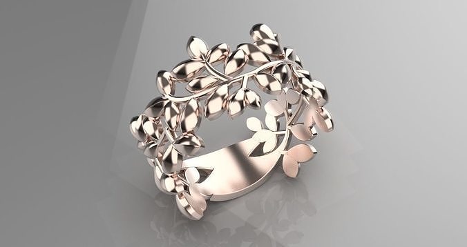 jewelry tree branch leaf diamond ring 3d model 3D print model