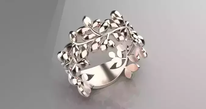 jewelry tree branch leaf diamond ring 3d model