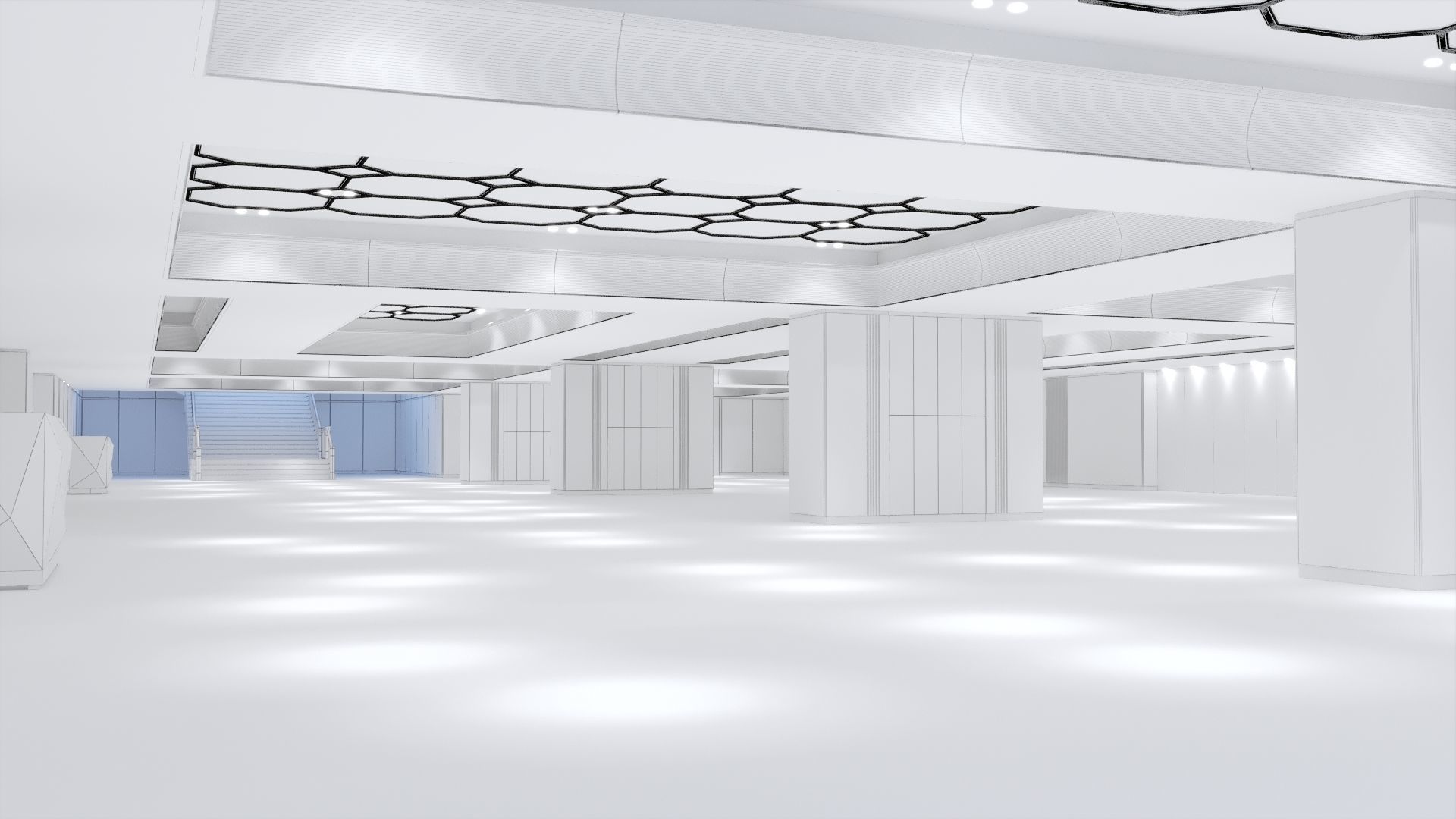 Entrance hall of building 3D model_2