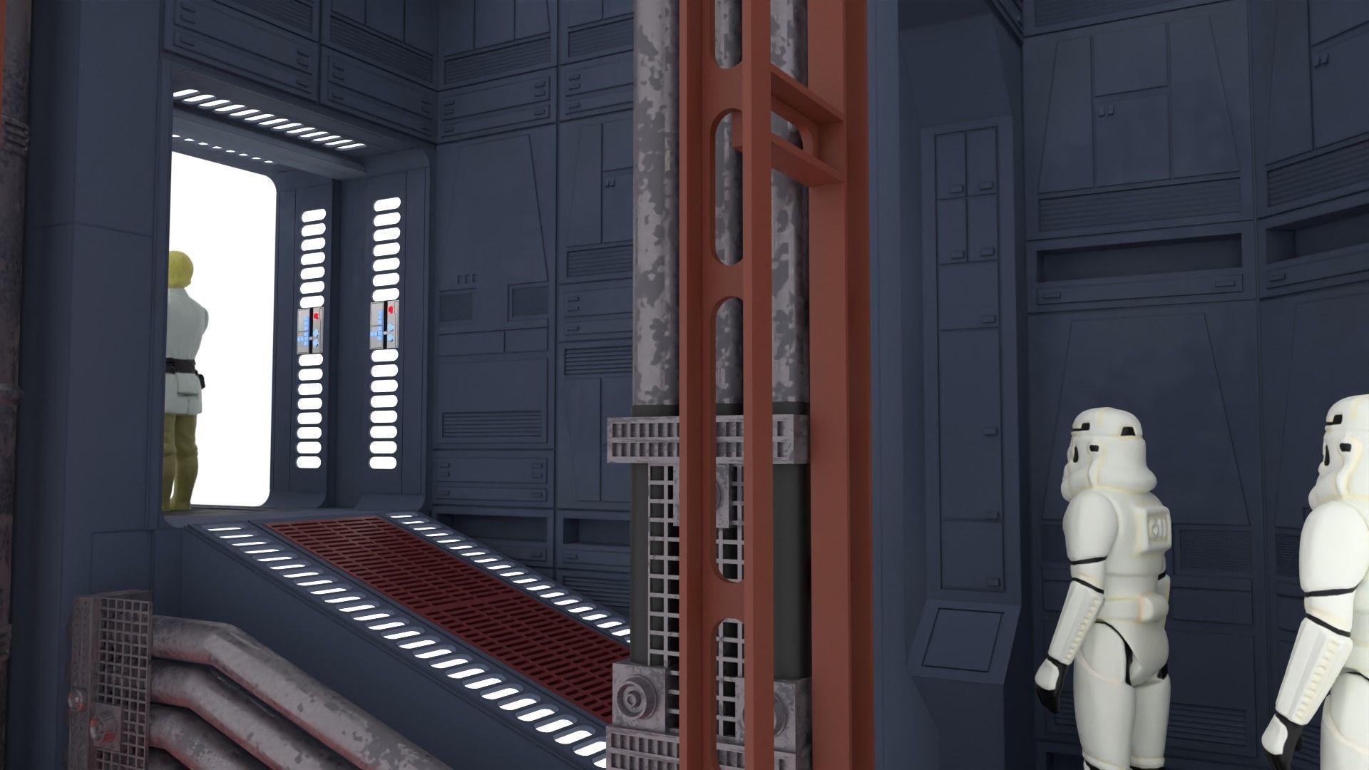 Set 2b - Death Star Extention Bridge Hallway 1-12 Scale 3D print model_12