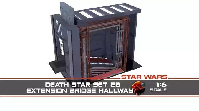 Set 2b - Death Star Extention Bridge Hallway 1-6 Scale 3D Model Collection