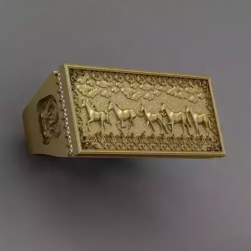 Lucky Horse Gold Ring 3d Print Model 3D print model