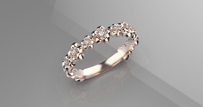 jewelry rose flower diamond ring 3d model 3D print model