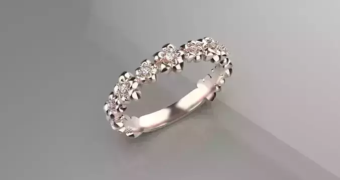 jewelry rose flower diamond ring 3d model