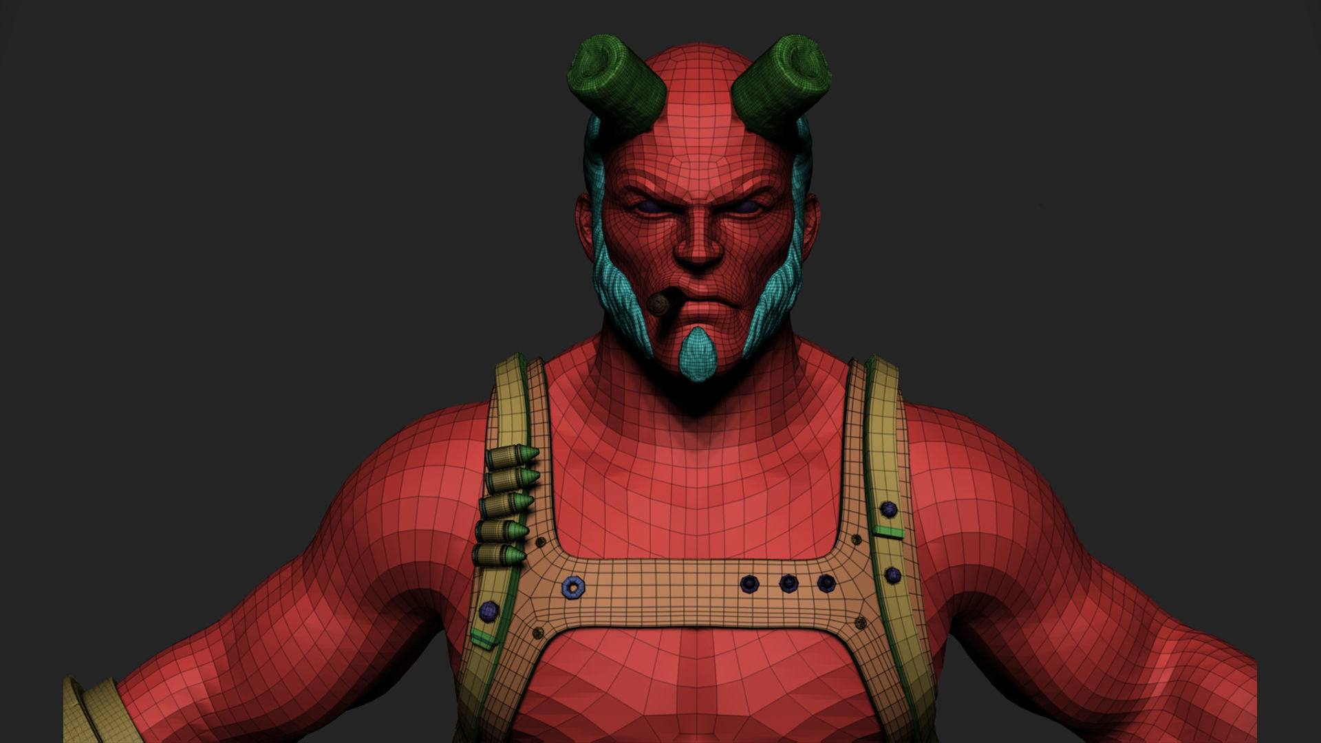 Hellboy Low-poly 3D model_3