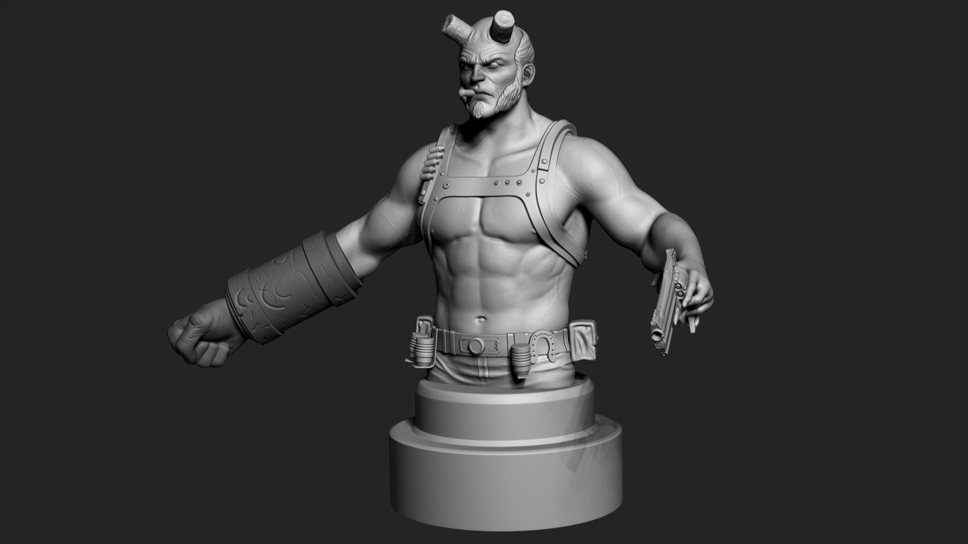 Hellboy Low-poly 3D model_4