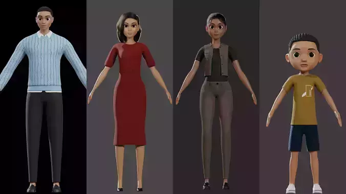 Cartoon Black Family