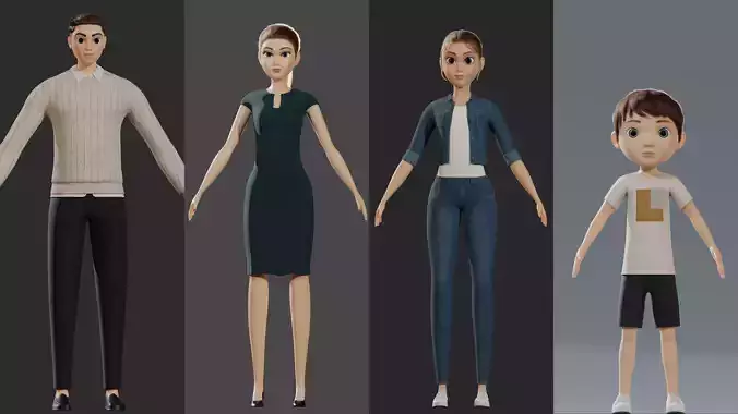 Cartoon White Family 