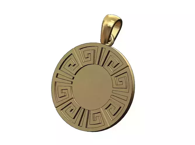 Greek key coin pendant with bail