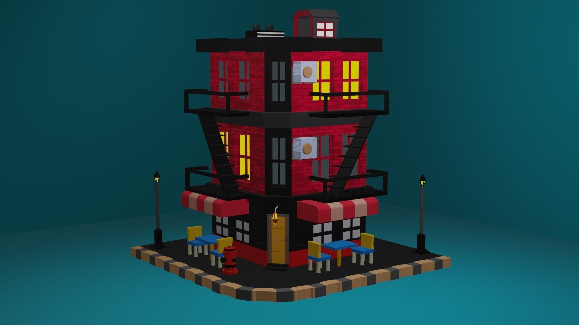 HOUSE Low-poly 3D model_3