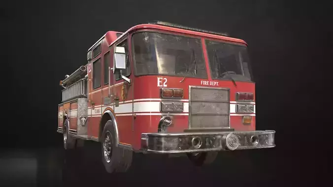 Fire Truck Low-poly 3D model