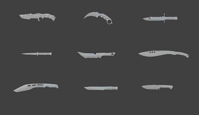 9x Combat Knife 3D model