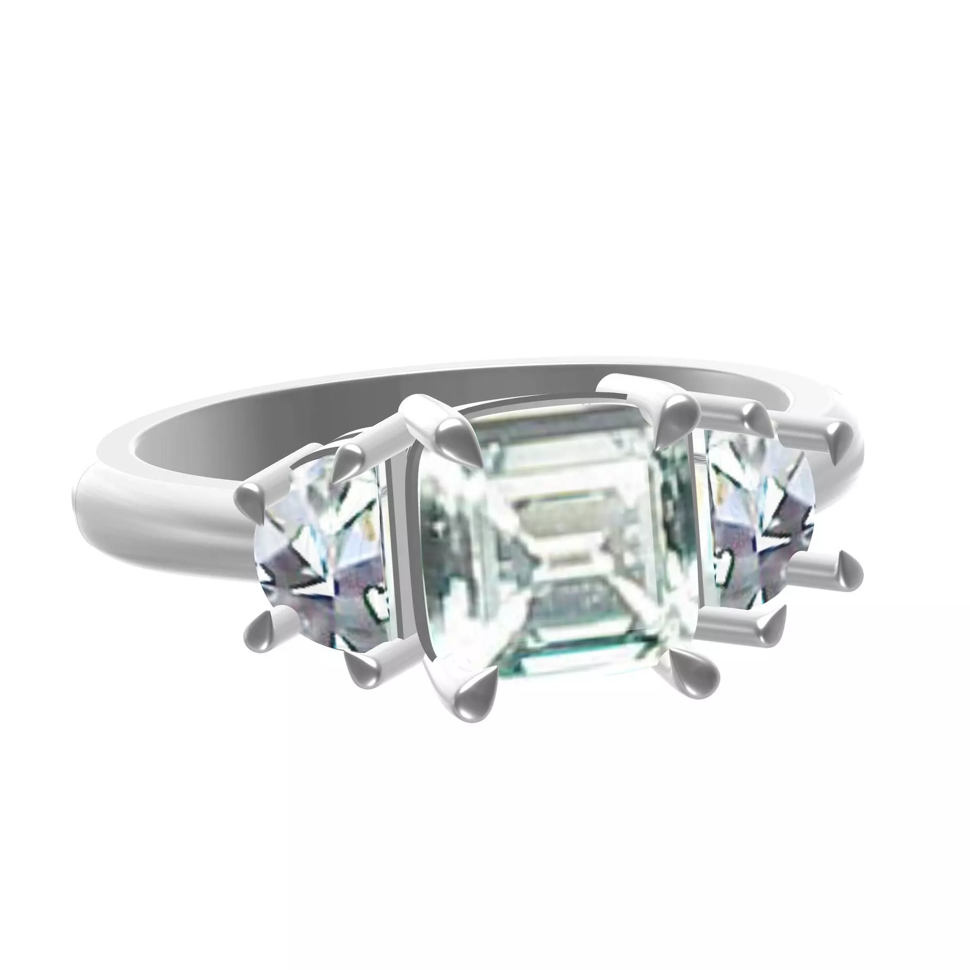 cushion cut three stone 3d cad model Free 3D print model