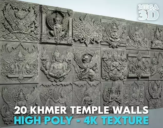 High poly Khmer Walls - 240427 3D model