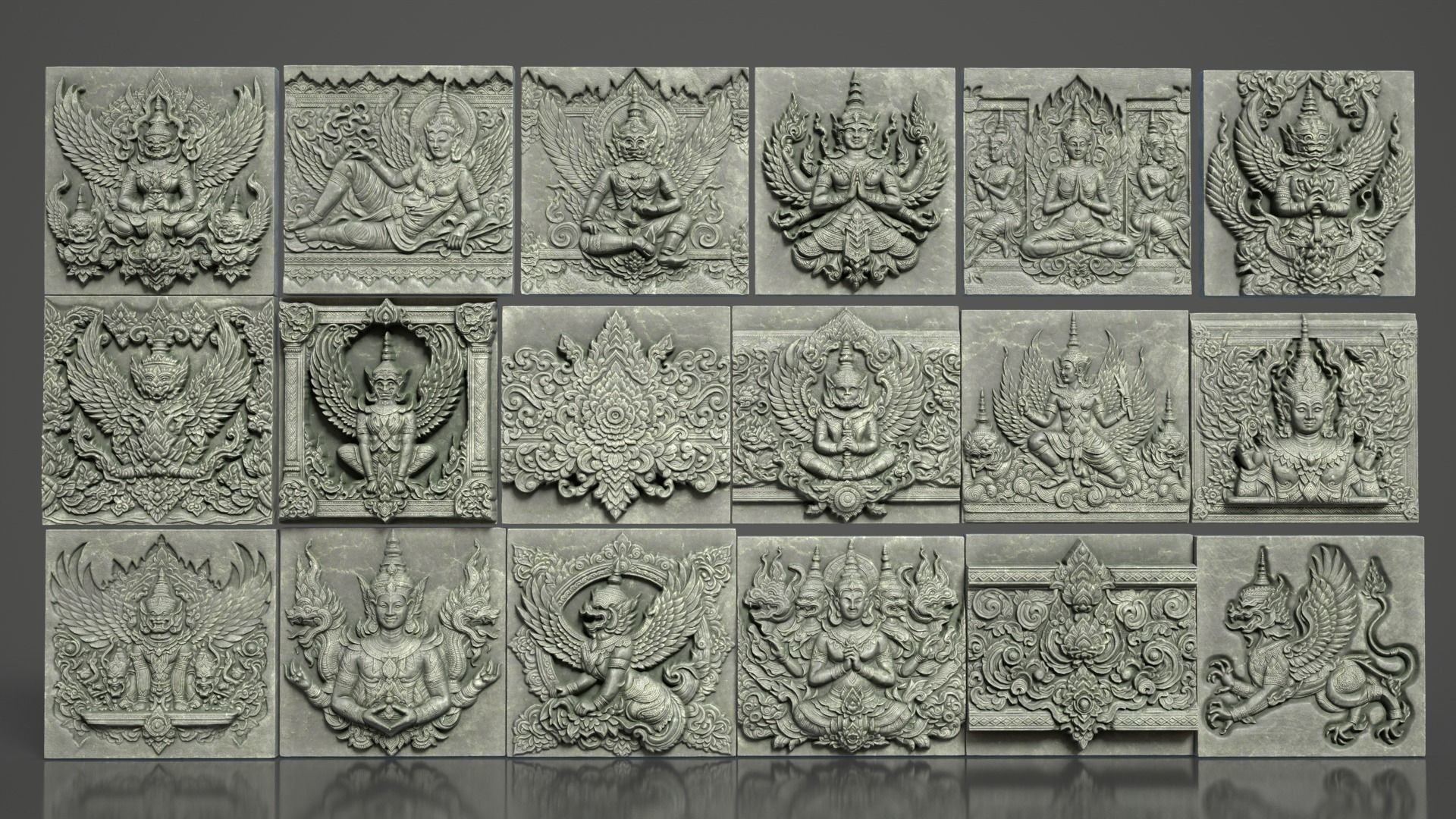 High poly Khmer Walls - 240427 3D model_1