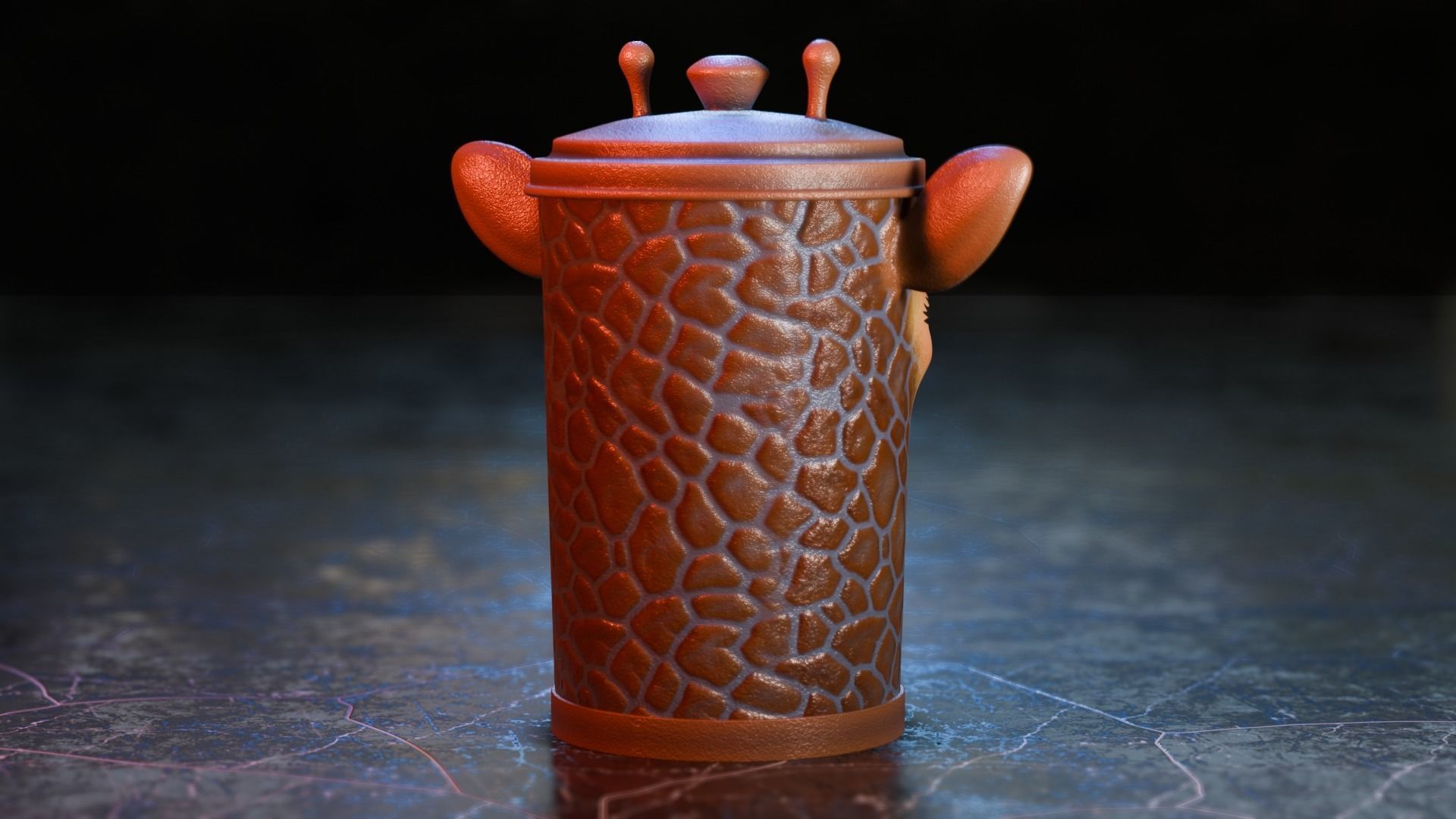 Recycle bin designed to resemble a giraffe head 3D model_8