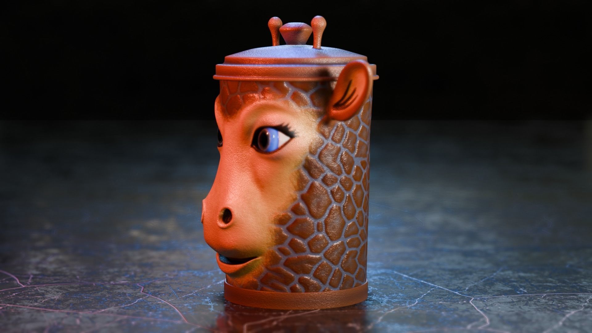 Recycle bin designed to resemble a giraffe head 3D model_3