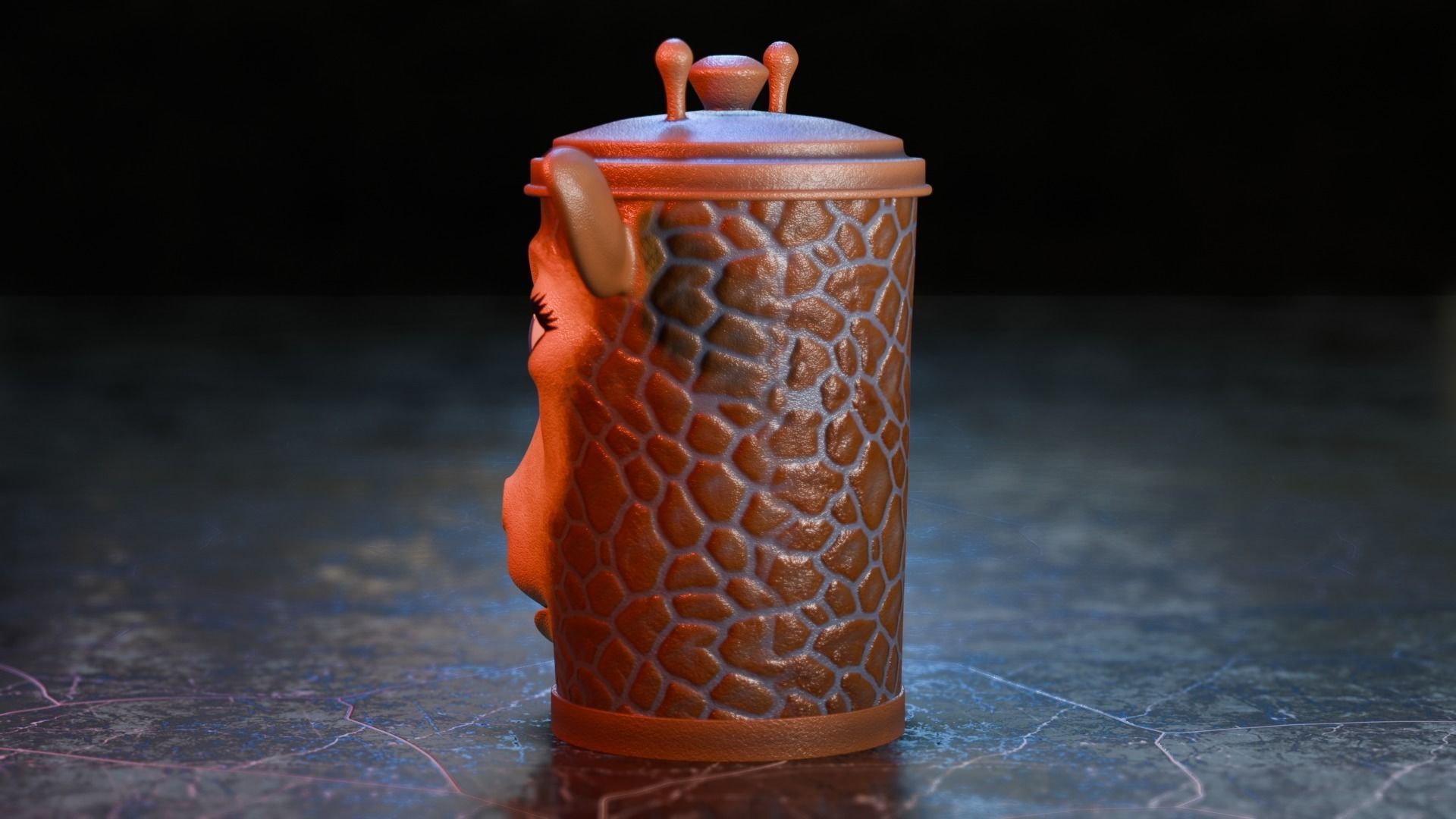 Recycle bin designed to resemble a giraffe head 3D model_5