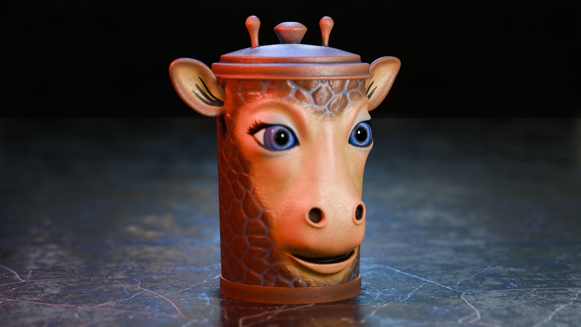 Recycle bin designed to resemble a giraffe head 3D model_12