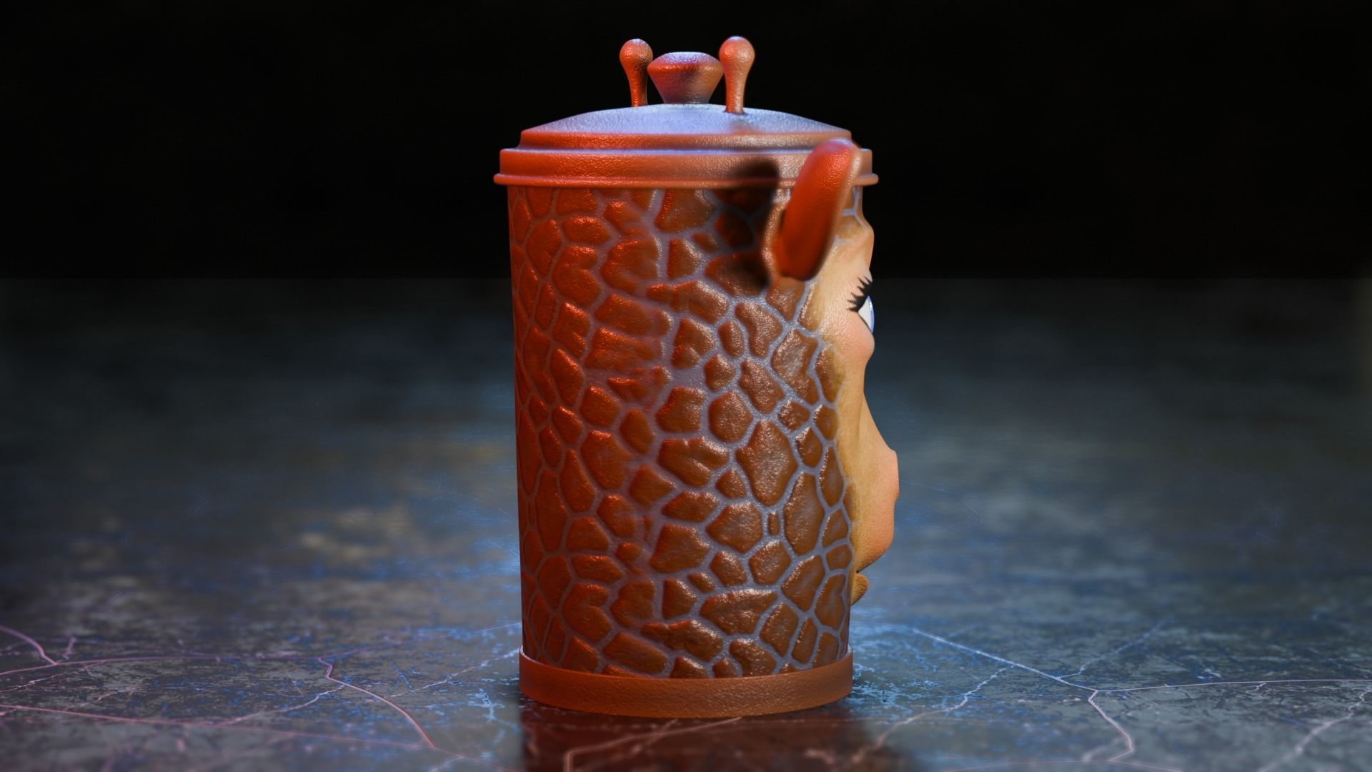 Recycle bin designed to resemble a giraffe head 3D model_9