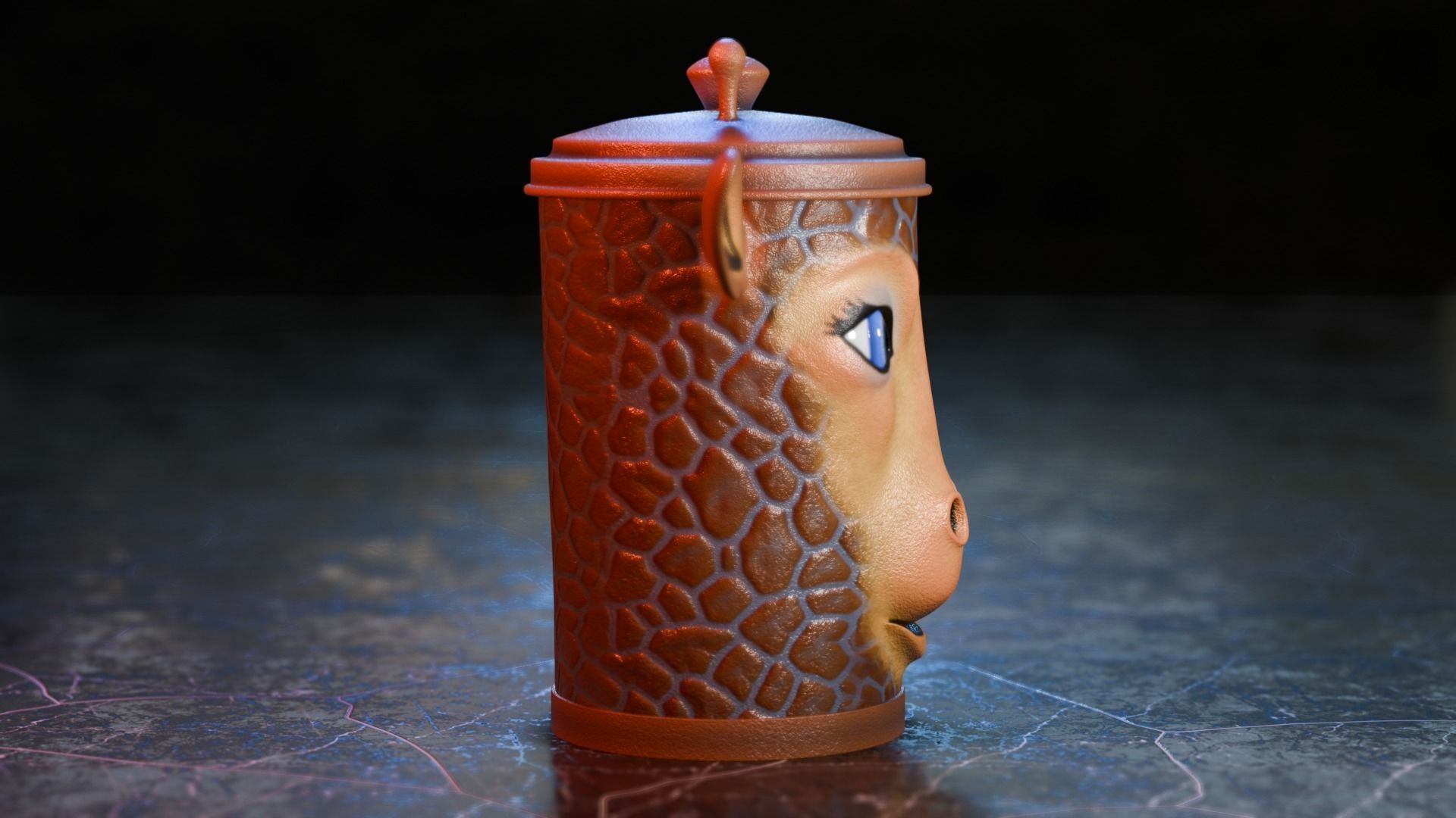 Recycle bin designed to resemble a giraffe head 3D model_10