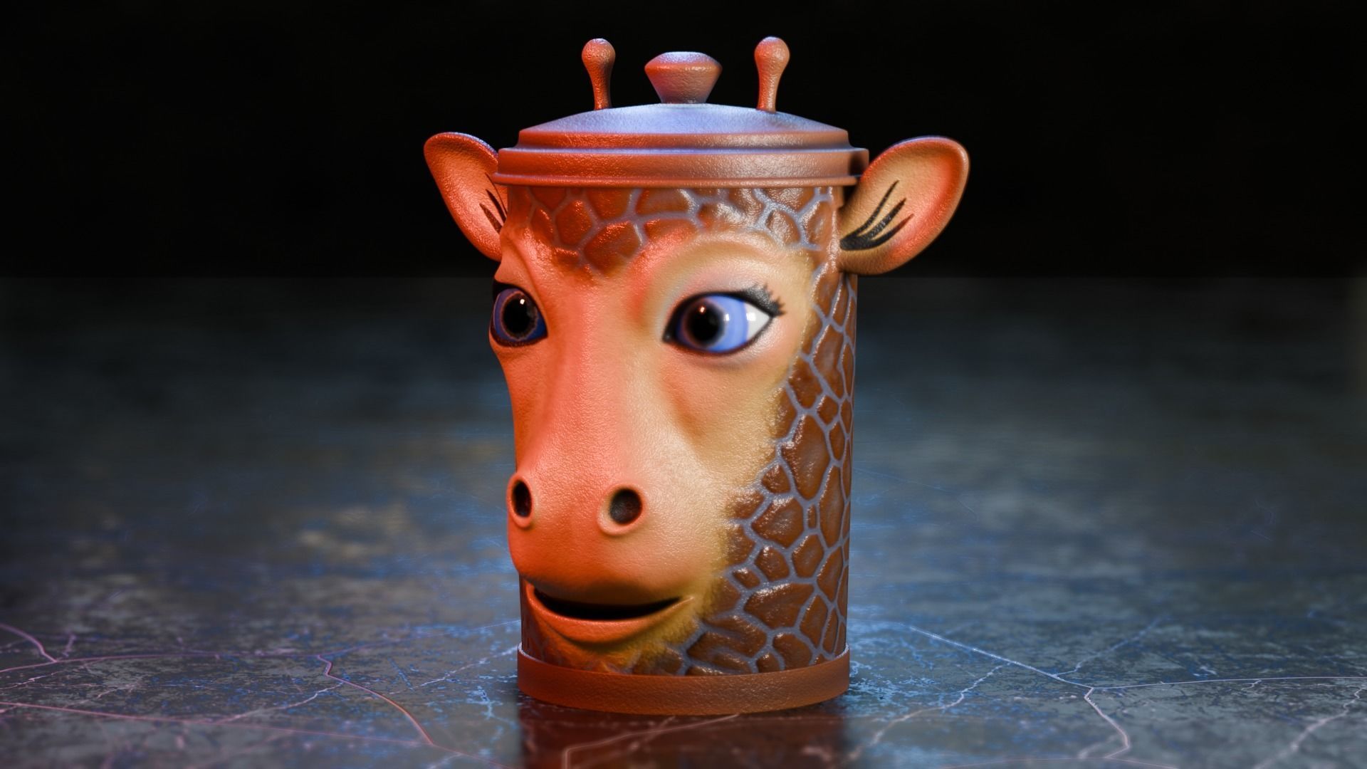 Recycle bin designed to resemble a giraffe head 3D model_2