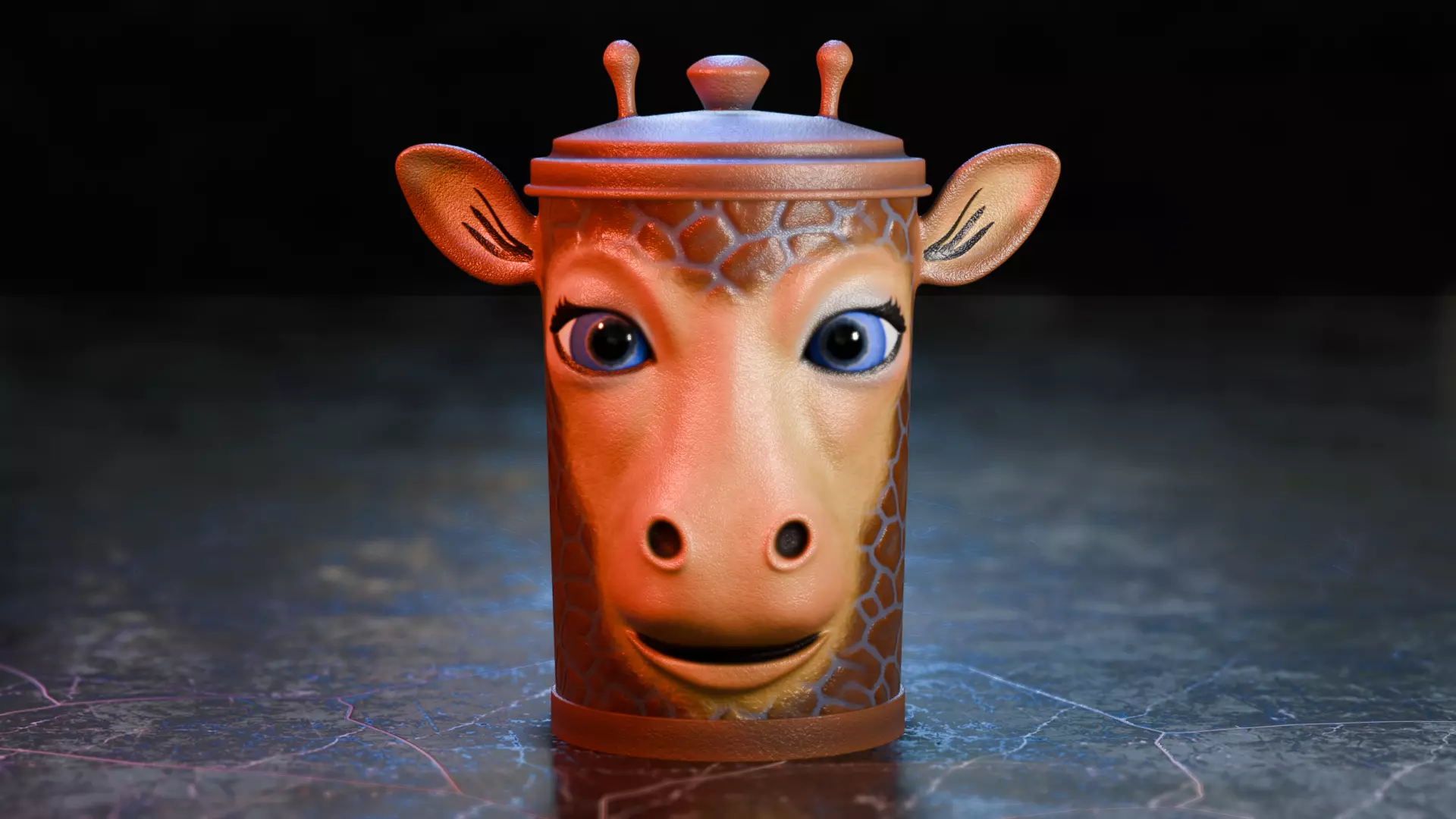 Recycle bin designed to resemble a giraffe head 3D model_0